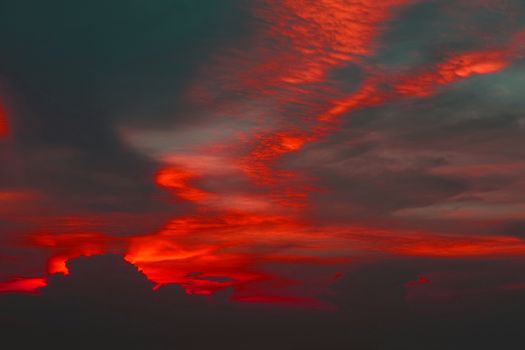 Eternal flame colorful cloud and evening sky and ray of last light of sunset