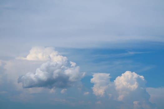 white heap cloud and tiny blue clear sky background