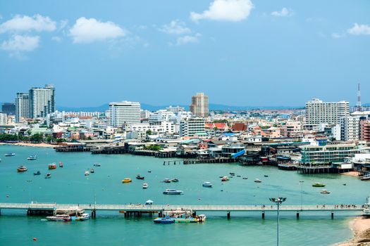 25 September 2018 : Bali hai pier, Pattaya city, Chonburi province Thailand. Pattaya city and pier port and parking at Bali hai pier