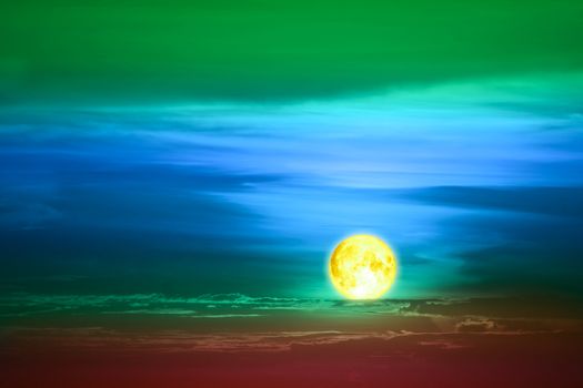 snow moon back on silhouette colorful heap cloud on night sky, Elements of this image furnished by NASA