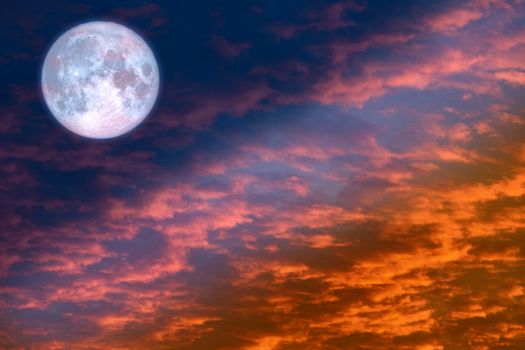 long night moon back red spread cloud sunset sky, Elements of this image furnished by NASA