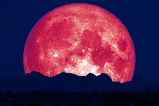 full pink fish moon back on cloud and mountain on night sky, Elements of this image furnished by NASA