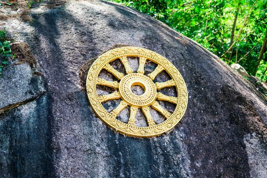 wheel of the law or Dhammachakka is symbol teaching of the Lord Buddha