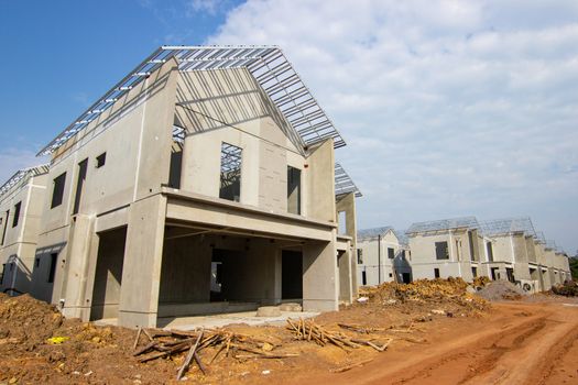 Building and Construction site of new home For housing at Thailand