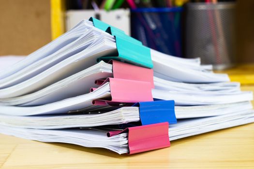 pile of papers at work office for business on the table, concept document in work office