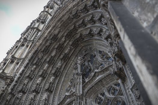 architectural detail of the Roman Catholic cathedral Saint Gatien in Tours, Indre et Loire, France