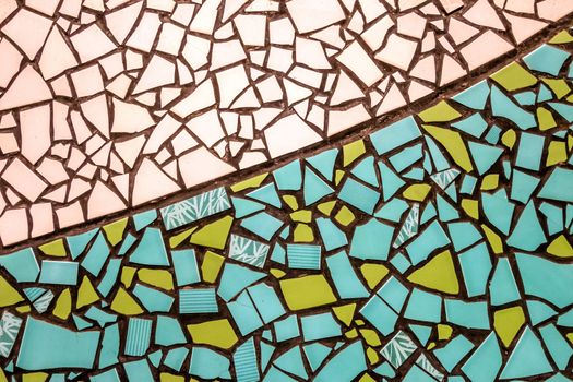 Wall Broken ceramic tiles mosaic seamless pattern colors green white tile-shard