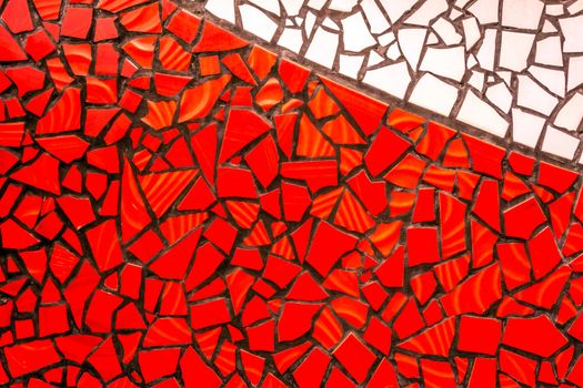 Decorative red tile-shard Broken ceramic tiles mosaic seamless pattern for texture background terracotta white