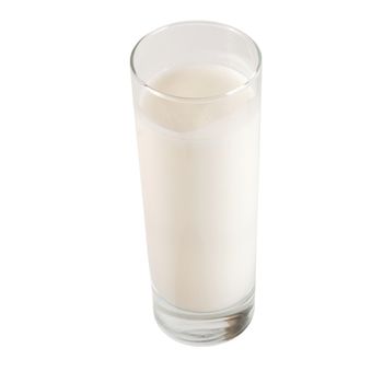 full glass natural fresh milk cow breakfast isolated on white background