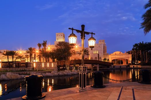 Cityscape park Night life Dubai view old town souk United Arab Emirates