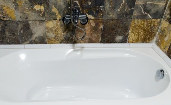bathroom white bathtub tiles marble ceramic mosaic wall hygiene prevention of coronavirus virus