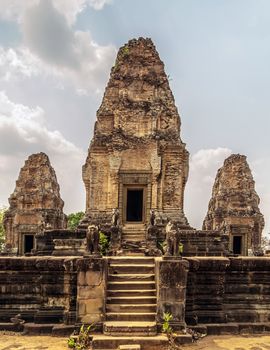 East Mebon Temple ruins Angkor Wat complex Siem Reap Cambodia.