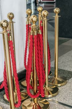 Brass Queue Barrier Posts Security Stanchion Red Rope Divider Steel Set Gold Gates