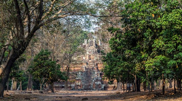Temple Phimeanakas in jungle Angkor archeological park, Siam Reap, Cambodia