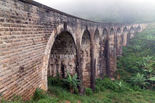 Nine Arch Bridge Railway Viaduct in Ceylon, Demodara - Tourist attractions in Badulla District, Sri Lanka.