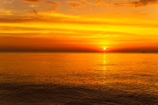 Colorful Ocean Sea water Sunset light beautiful clouds background