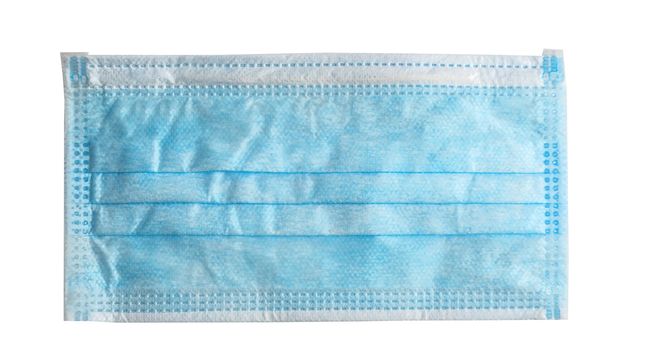Medical protective flu masks blue isolated on white background
