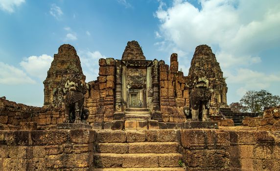 east mebon Lost ancient Khmer city in the jungle in Siem Reap Cambodia.