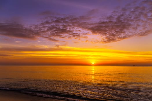 Colorful Ocean Sea water Sunset light beautiful clouds background