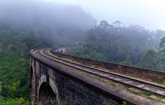 Nine Arch Bridge Railway Viaduct in Ceylon, Demodara - Tourist attractions in Badulla District, Sri Lanka.
