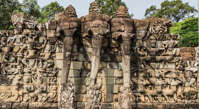 Elephant Terrace Angkor Thom in Siem Reap, Cambodia.
