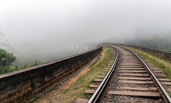 Demodara in Sri Lanka Railway Viaduct stone Nine Arch Bridge Landscape Highland mountains