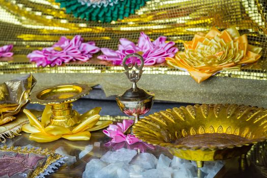 Lotus flower in buddhist temple - Sacred flower symbol of buddhism.