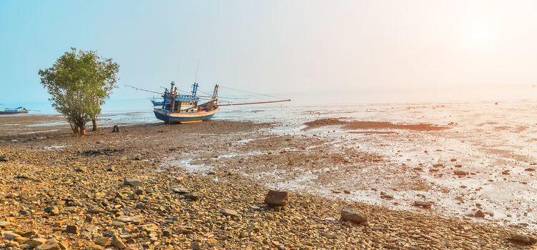 boat parking at the tropical beach landscape.