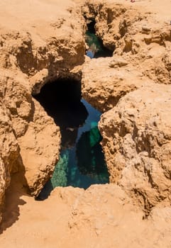Desert mountains great crack formations earth, formed by an earthquake thousands of years ago, national park in Egypt Red Sea. Vacation destination most popular Ras Mohamed National Park adventure Africa.