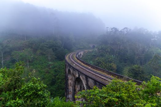 Nine Arch Bridge Railway Viaduct in Ceylon, Demodara - Tourist attractions in Badulla District, Sri Lanka.