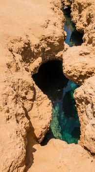 Earthquake Crack in national Park of Ras Mohamed, national park in Egypt Red Sea. Vacation destination most popular adventure Africa.