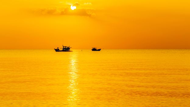 Beautiful seascape clouds over the water morning sky