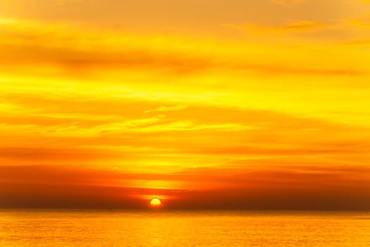 Sunset Gold sea background. Sunset sea waves. Summer sunset.