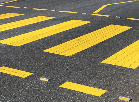 Pedestrian Crossing Floor Lines crossing empty place pedestrians can cross a street