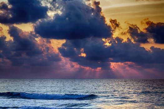 sky sea sunset atlantic ocean in Dominican republic