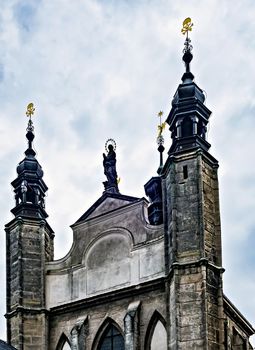 Human skulls Roman Catholic chapel Sedlec ossuary Kostnice Church a place Kutna Hora, Czech Republic. Human bones and skulls. A tourist destination, popular tourist attraction.
