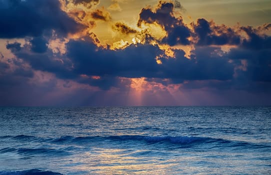 Sunset beach Nature background sky and cloud