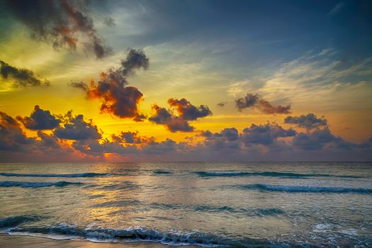 Beautiful morning seascape tropical paradise island Cape Verde, Cabo Verde