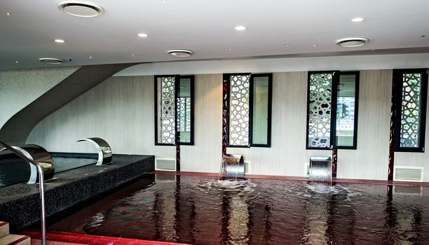 Rudas hot tub spa by swimming pool Medicinal Thermal Baths Budapest, Hungary.