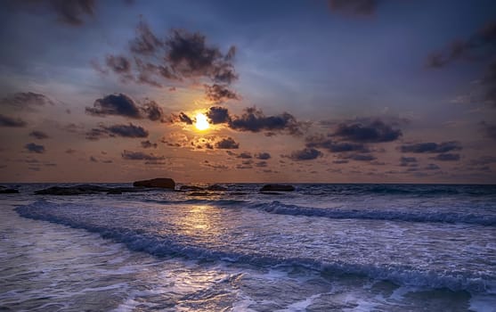 sunset tropical beach nature landscape