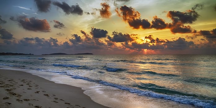Coast of sea, ocean. Sea surf.