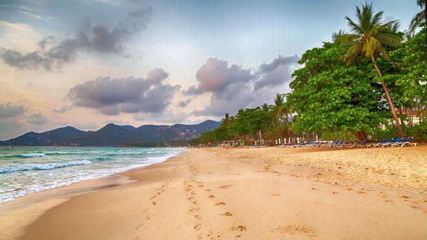 beach of the blue sea summer time.