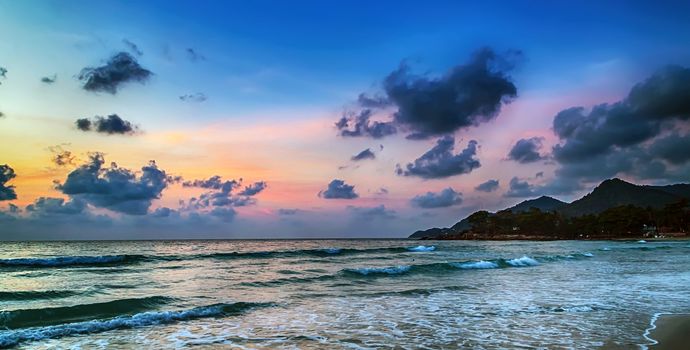 Summer holiday sunset beach scene