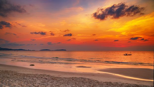 Summer beach Sea sunset bright sun
