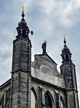 Roman Catholic chapel Sedlec ossuary Kostnice Church a place Kutna Hora, Czech Republic. Human skulls. Memento more.