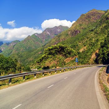 Mountain valley road landscape green hill