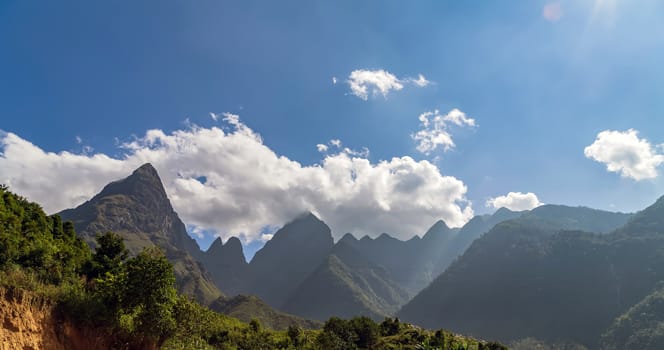 Mountain peaks himalayan fog scenery landscape top above the clouds