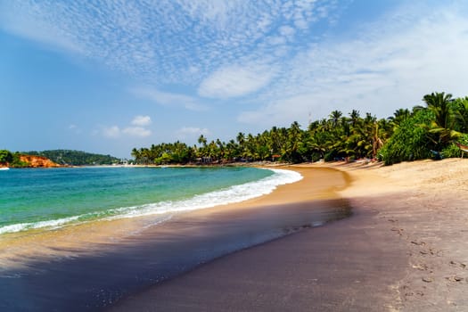 Water Day Vulcan black sand coast tropical beach Parrot Rock coconut palm Mirissa, Sri Lanka