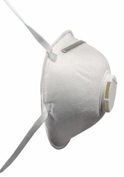 Protection mask. White medical face mask protection Virus epidemic Particulate Respirator sside view isolated on a white background.