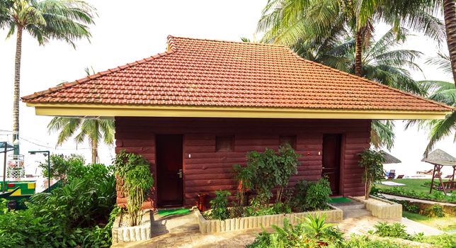 Bungalows tourism for summer vacation holiday concept. Luxury beach resort and hotel background